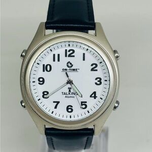On-Time Talking Atomic Watch Mens Quartz Voice Talking 40mm New Battery